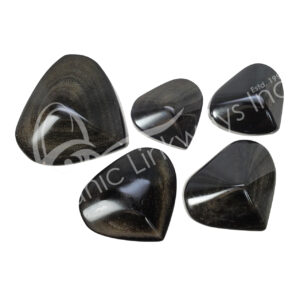 (CLOSE OUT) HEART - OBSIDIAN, GOLDEN SHEEN AB 2.5-4"