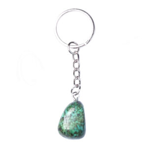 African Turquoise Tumbled Stone Keychain