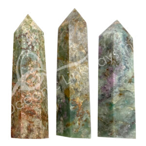Polished Ruby with Apatite 6 Sides Obelisk