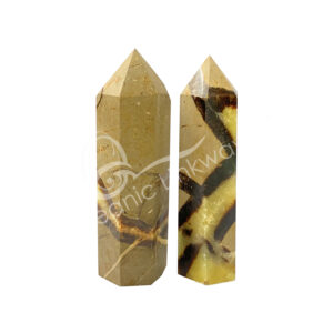 Yellow and Brown Septarian Jasper Six Polished Sides Obelisk