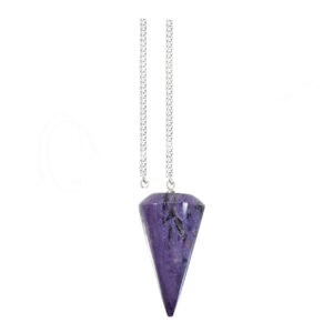 Charoite Cone Pendulum with Plain Chain