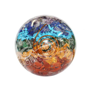 Chakra Layer in Orgone with Copper Spiral Sphere