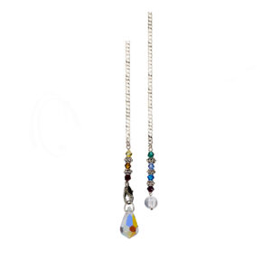 PENDULUM - CRYSTAL AB FACETED TEARDROP CHAKRA BEADED CHAIN 10.5-11"L