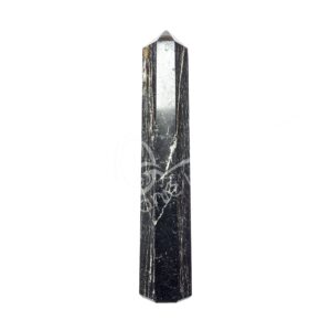 Polished Black Tourmaline with Mica Six Sides Obelisk