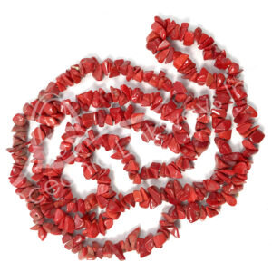 (CLOSE OUT) CHIPS NECKLACE - GLASS, RED CORAL 36"L