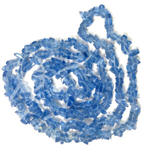 (CLOSE OUT) CHIPS NECKLACE - GLASS, TURQUOISE 36"L
