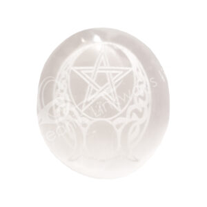 Polished Selenite Celtic Pentacle Palm Stone