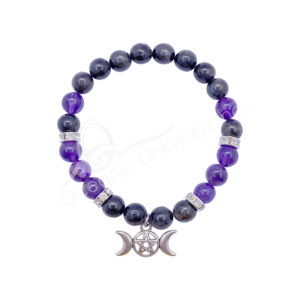 Nuumite & Amethyst Bracelet with Triple Moon Charm