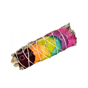 White Sage and Chakra Rose Petals Smudge Stick