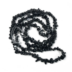 (CLOSE OUT) CHIPS NECKLACE - OBSIDIAN, BLACK 36"L