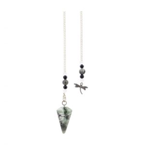 Emerald Hexagonal Pendulum with Dragonfly Charm
