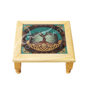Wood Altar Table with Printed Tree of Life