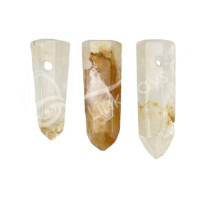 PENDANT - POINT WITH 2 MM HOLE 6 SIDES GOLDEN HEALER QUARTZ 1-2"