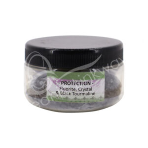 Fluorite and Crystal Quartz and Black Tourmaline Chips Stones in jar for Protection