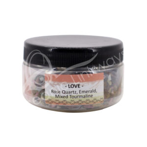 Rose Quartz and Emerald and Mixed TourmalineChips Stones in jar for Love