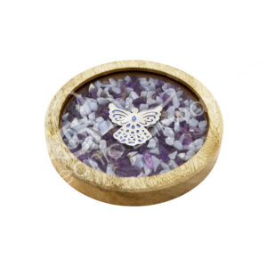 Angel with Angelite and Amethyst Coaster
