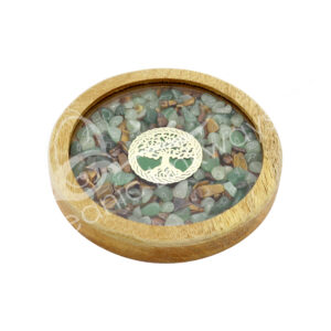 Green Aventurine & Tiger Eye Coaster with Tree of Life