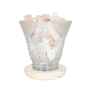 Lamp Salt Selenite Chunks with Flower of life in Frosted Glass