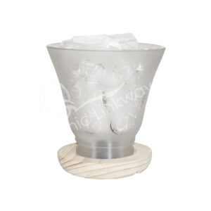 Selenite Chunks in Frosted Glass Lamp with Chakras