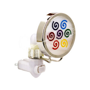 (CLOSE OUT) NIGHT LIGHT - SELENITE WITH ENGRAVED CHAKRA SPIRALS 3"DIA