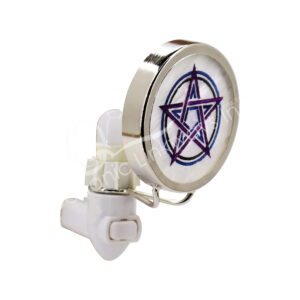 (CLOSE OUT ) NIGHT LIGHT - SELENITE WITH ENGRAVED PENTACLE 3"DIA
