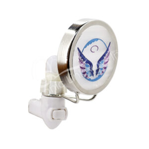 (CLOSE OUT) NIGHT LIGHT - SELENITE WITH ENGRAVED ANGEL WINGS 3"DIA.