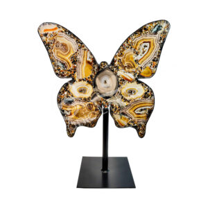 (CLOSE OUT) BUTTERFLY - AGATE NATURAL ON METAL STAND 24"H