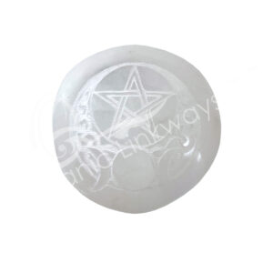 Engraved Celtic Pentacle Selenite Sphere