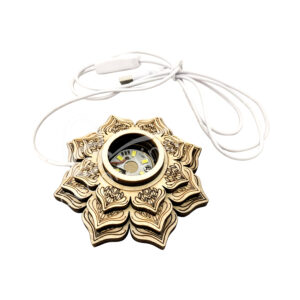 Engraved Lotus Wooden LED Light Base with USB and Changing Color Light