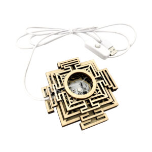 Sri Yantra Wood Light Base Led USB Color Changing Light