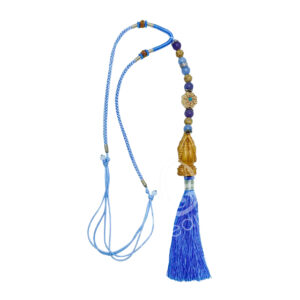 (CLOSE OUT) NECKLACE/HANGING - PRAYING HANDS/INNER PEACE WITH ANGELITE & LEPIDOLITE 19.5-22.5"L