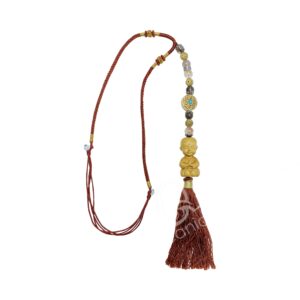 (CLOSE OUT) NECKLACE/HANGING - PRAYING MONK/STRENGTH OF MIND WITH SUNSTONE & SMOKY QUARTZ 18.25-21.25"L