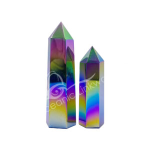 Rainbow Plated Black Obsidian Obelisk
