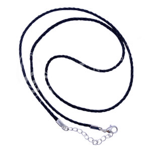 NECKLACE - BRAIDED BLACK 2 MM CORD CHAIN WITH CLASP (PK 25) 26"L
