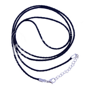 (CLOSE OUT) NECKLACE - BRAIDED BLACK 2 MM CORD CHAIN WITH CLASP (PK 25) 38"L