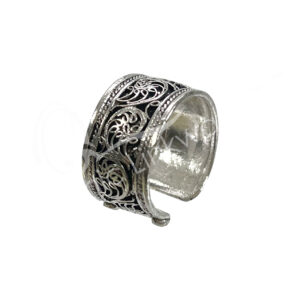 White Metal with Filigree Adjustable Ring (Pack of 3)
