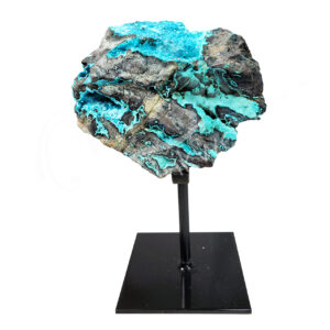 (CLOSE OUT) SPECIMEN - CHRYSOCOLLA ON METAL STAND 6" & MORE