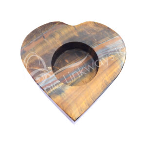 Tiger Eye Heart-Shaped Tealight Holder