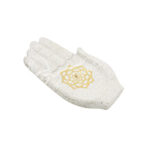 Ceramic Composite Hands Bowl with Gold Lotus