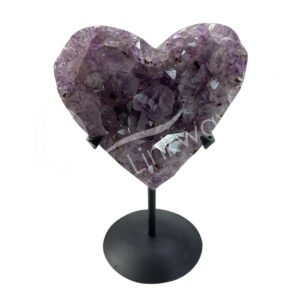 Amethyst with Druse Heart on Black Metal Stand