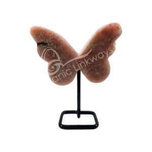 Pink Amethyst Butterfly on Metal Stand