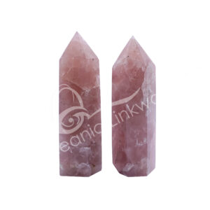 6 Sides Polished Rasberry Rose Quartz Obelisk