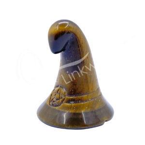 Tiger Eye Witch's Hat Carving with Engraved Pentacle (Pack of 2)