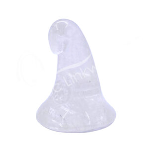 Crystal Quartz Witch's Hat Carving with Engraved Pentacle (Pack of 2)