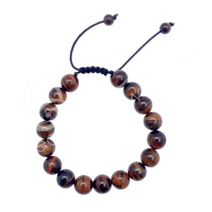 BRACELET - ADJUSTABLE TIGER EYE, RED (10 MM) 7-11"