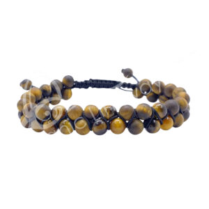 BRACELET - DOUBLE ROW ADJUSTABLE TIGER EYE (6 MM) 6.75-10.25"
