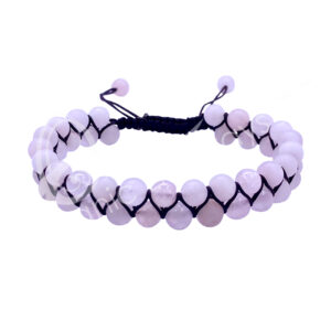 BRACELET - DOUBLE ROW ADJUSTABLE ROSE QUARTZ (6 MM) 6.75-10.25"