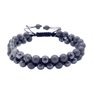 BRACELET - DOUBLE ROW ADJUSTABLE HEMATITE (6 MM) 6.75-10.25"