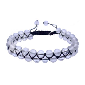 (CLOSE OUT) BRACELET - DOUBLE ROW ADJUSTABLE CRYSTAL QUARTZ (6 MM) 6.75-10.25"