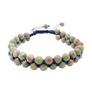 (CLOSE OUT) BRACELET - DOUBLE ROW ADJUSTABLE UNAKITE (6 MM) 6.75-10.25"